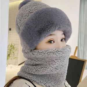 밍크털모자 넥워머 일체형 세트 따뜻한 겨울 방한모자 WFFQEQW