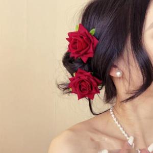 꽃머리핀 장미머리핀 포인트 댄스 러블리 고급