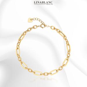 [리나블랑] 18K 콤비클립 체인 팔찌