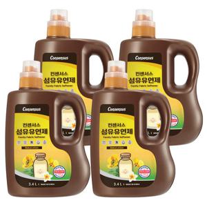 컨센서스 대용량 표준형 섬유유연제 3.4L x4개 (베이비로션,베이비파우더,화이트머스크 택1)