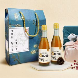 [장인의주방]100%통들깨 국내 저온착유 들기름300ml 2병 선물세트