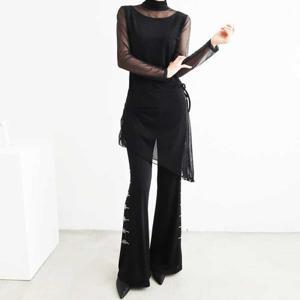 [까르죠아]보석 사선 라인 나팔 랩 바지 스포츠 댄스복 라인 사교 모던 성인 여성 부츠컷 랩 스커트