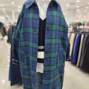 [베네통]데님배색 체크코트 BACTA4411_IC