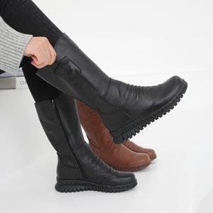 제이슈 / 제이슈 천연소가죽 기모안감 클로잉 플랫 롱부츠