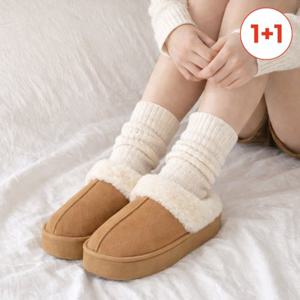 [1+1] 뉴포그 스웨이드 4cm 통굽 플랫폼 털슬리퍼 실내화 (남/녀)