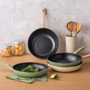 까사IH 후라이팬 28cm+웍 28cm 2종세트 (베이지/그린)