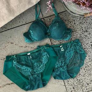 [버블돌]로코코 다크그린 브라1+팬티2 여성속옷세트