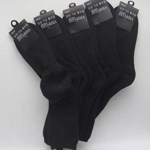 남성용 겨울용 기모 양말 장목 개 블랙 5켤레 N182851