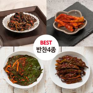 [평화토속맛] 반찬4종(고들빼기500g+깻잎무침500g+무말랭이500g+고추무침500g)