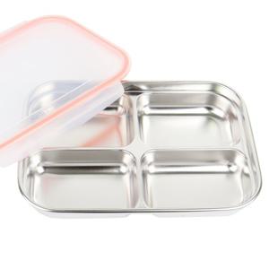 쿡위즈 스텐찬합 4구 스텐 반찬통 (오렌지)