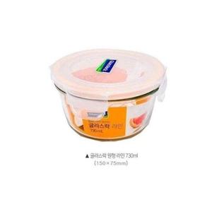 글라스락 밀폐용기 유리반찬통 원형 1호 730ml