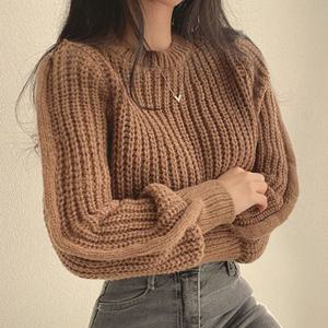 나바바 / NK3293 여성 러블리 데일리 크롭 긴팔 니트 스웨터