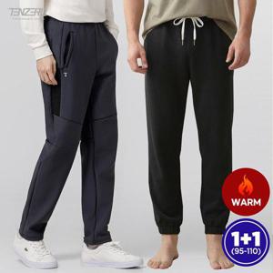 1+1 텐제로 겨울 남성 두툼한 기모바지+후리스 수면바지 2종세트 밴딩 조거 TZ2591313P2