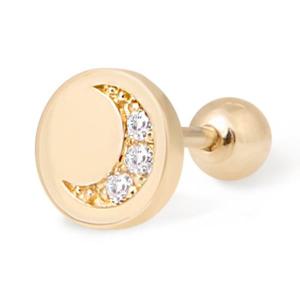 써클 문 14K 큐빅 골드 금 피어싱 여자 달 귀걸이 TR232