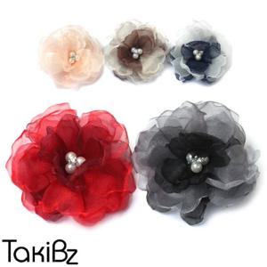 [타키비즈] 투톤 포플린 쉬폰코사지 브로치