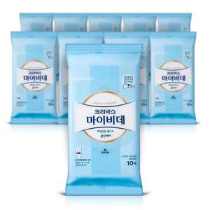 크리넥스 마이비데 클린케어 휴대 물티슈 리필10매10팩