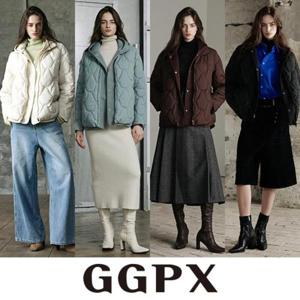 [지지피엑]25FW 후드배색 퀼팅 하프점퍼