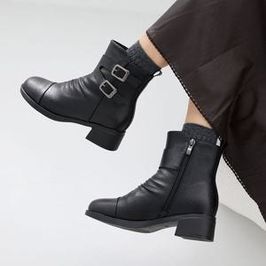 제이슈 / 제이슈 기모안감 찬티 버클스트랩 앵클부츠 4cm