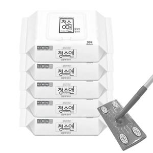 퀸마루 밀대+물걸레 청소포 5팩 150매 세트 바닥 청소