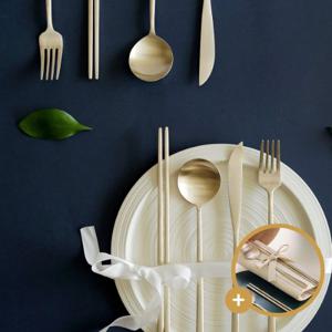 [비밀특가]놋담 방짜유기 달 커트러리 2인 풀세트 10P+누빔 수저집 증정