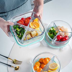 내열유리 4칸 1050ml 정사각형 오븐글라스 밀폐용기 도시락통 전자레인지 K945