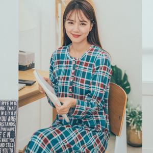 [우일인견] 쫀쫀 꿀잠잠옷 래빗필 모던체크 원피스잠옷