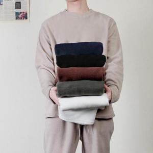 [프랭키뉴욕]프랭키뉴욕 남자 후리스 기모 티셔츠 겨울 플리스 루즈핏 두꺼운 라운드티_CMTS01