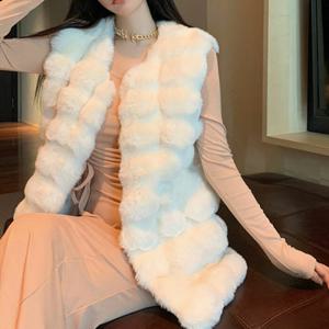 슈팅스타 / 루즈핏 페이크퍼 토끼털 밍크 럭셔리 롱 조끼 베스트
