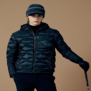 헤지스 골프 블랙 남성 물결퀼팅 구스다운 두잉성 아우터  (HUJU4D714BK)