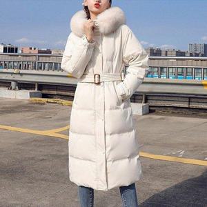 [핑크엘리제]겨울 페이크퍼 벨트 페미닌 콜로세아롱패딩