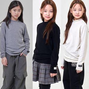 [모데쯔]주니어 겨울 기모 라벨 반폴라 티셔츠 등교 초등학생 데일리 10대