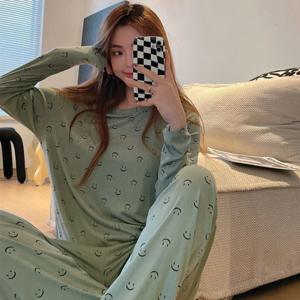 ♥땡처리 초특가♥ 미소 긴팔 잠옷 여성 파자마 세트 스마일 여자 홈웨어