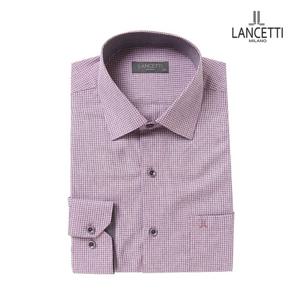 [란체티] 미니 체크 바이올렛 일반핏 긴소매 셔츠