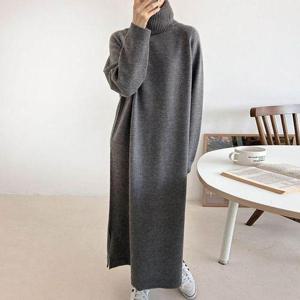 [보리맘]터들 니트 폴라 롱 원피스 빅사이즈 겨울