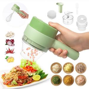 2세대 원터치 4in1 전동 무선 충전식 만능 야채 마늘 고추 슬라이서 다지기 Q319