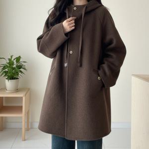 보니제이 / BONNIE J 베이직 하프코트 빅사이즈 핸드메이드 울 코