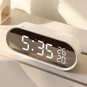 [무아스] 거울 LED탁상시계 온도 습도 팝미러클락 빅