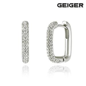 [가이거] 큐빅 스퀘어 원터치 실버 귀걸이 GISVEE110