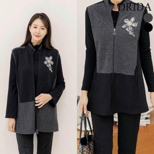 [드리다]엄마옷  겨울 하이넥 카라 스판 빅사이즈 롱 조끼 베스트 50-60대 중년여성 마담 캐주얼 출근 옷..