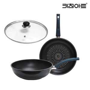 키친아트 까사 티타늄코팅 인덕션 후라이팬세트 3종B 후30+웍30+뚜껑30