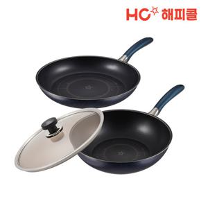 [본사직영] HC해피콜 갤럭시 블루 IH 프라이팬 3P 세트(F28/W28/뚜28)