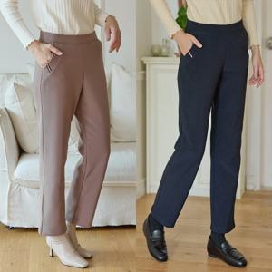 [우일] 데일리룩 엄마바지 띠패치 일자핏  기모 밴딩 팬츠 슬랙스 빅사이즈