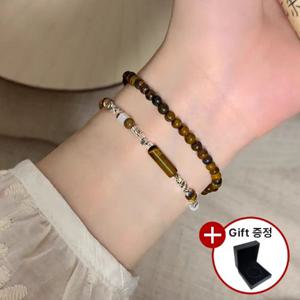 엔비 호랑이눈 호안석 레이어드 팔찌 특A등급 원석 염주 재물운 건강운 케이스 증정