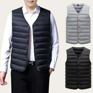 브이넥 보온 겨울 베스트 남자 보온 누빔 경량 파카 겨울 여성 자켓 남성 조끼 패딩 남자 베스트 구스