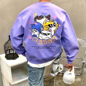 맨스토리 / 박스 크레용 프렌즈 캣츠 레터링 남자 가을 맨투맨