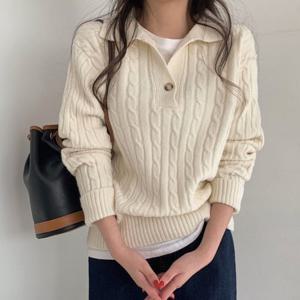 [쉬즈프리티] 매튜꽈배기카라니트_여성겨울니트