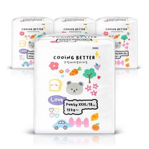 쿠잉 기저귀 팬티형 베러 오리지널  키즈 18매 x4팩