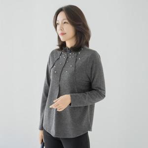 엄마옷 마담4060 진주반폴라티셔츠-QTE2510063-