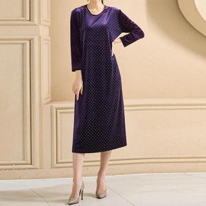 [까르죠아]반짝이 벨벳 원피스 벨로아 홈웨어 홈드레스 여자 엄마옷 중년여성의류