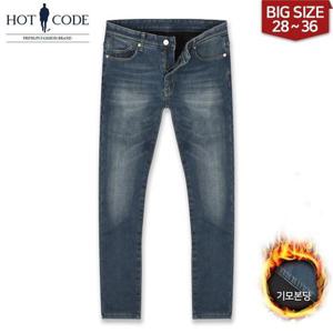 [핫코드]남자 기모청바지 빅사이즈 스판 슬림일자 HC7010 행사 (기모본딩)